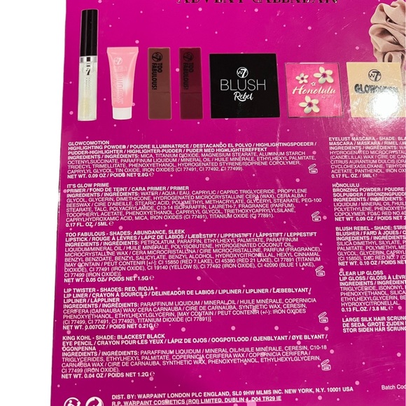 NEW W7 Advent Makeup Calendar, 12 Items In Package Pink - Picture 5 of 6
